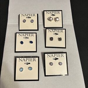Napier Multi-Color pierced  Earrings. Collection of 6 new pairs of earrings.